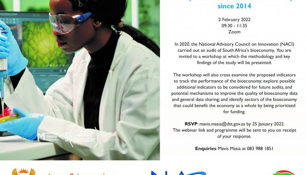 NACI'S VIRTUAL WORKSHOP ON THE PROGRESS AND PERFORMANCE OF THE BIOECONOMY STRATEGY SINCE ITS LAUNCH IN 2014 NACI'S VIRTUAL WORKSHOP ON THE PROGRESS AND PERFORMANCE OF THE BIOECONOMY STRATEGY SINCE ITS LAUNCH IN 2014