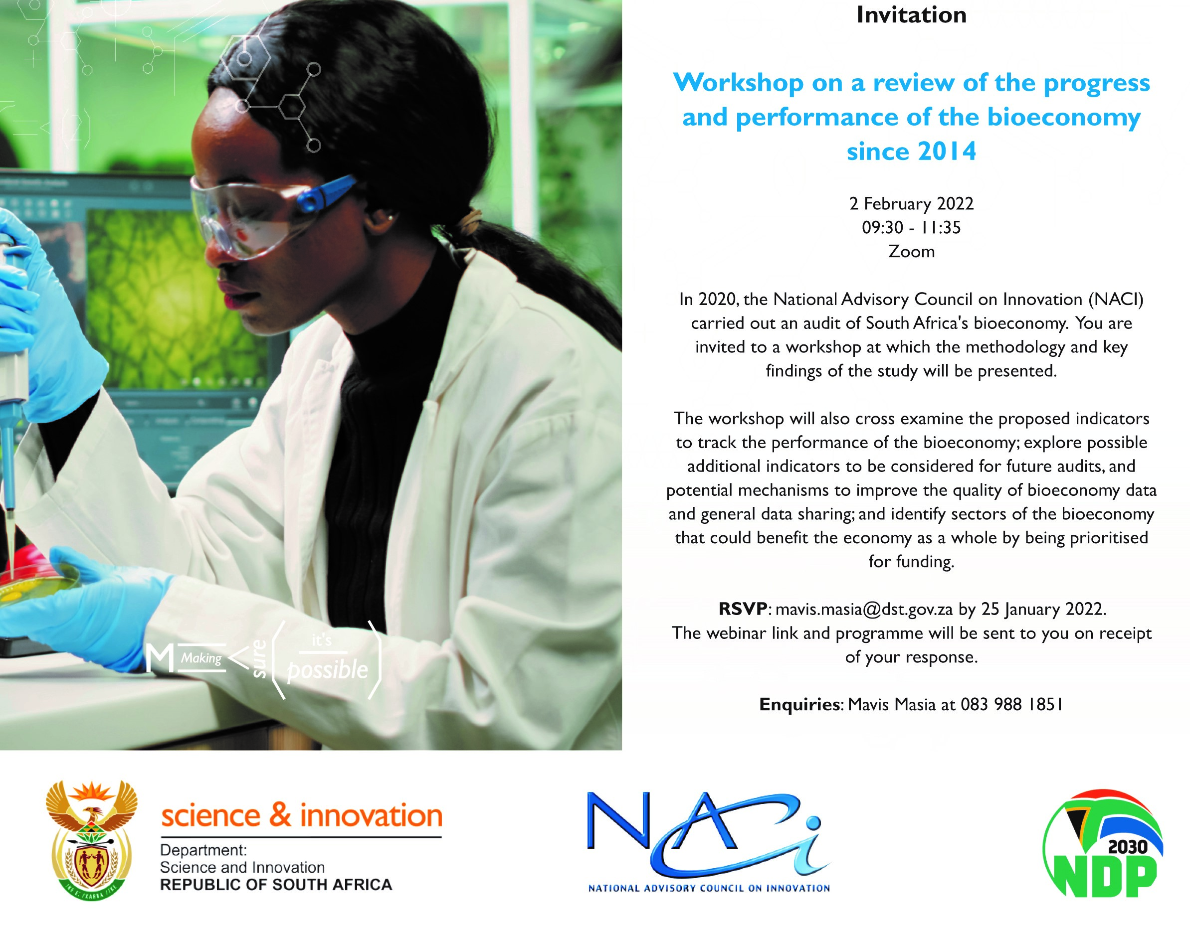 NACI'S VIRTUAL WORKSHOP ON THE PROGRESS AND PERFORMANCE OF THE BIOECONOMY STRATEGY SINCE ITS LAUNCH IN 2014