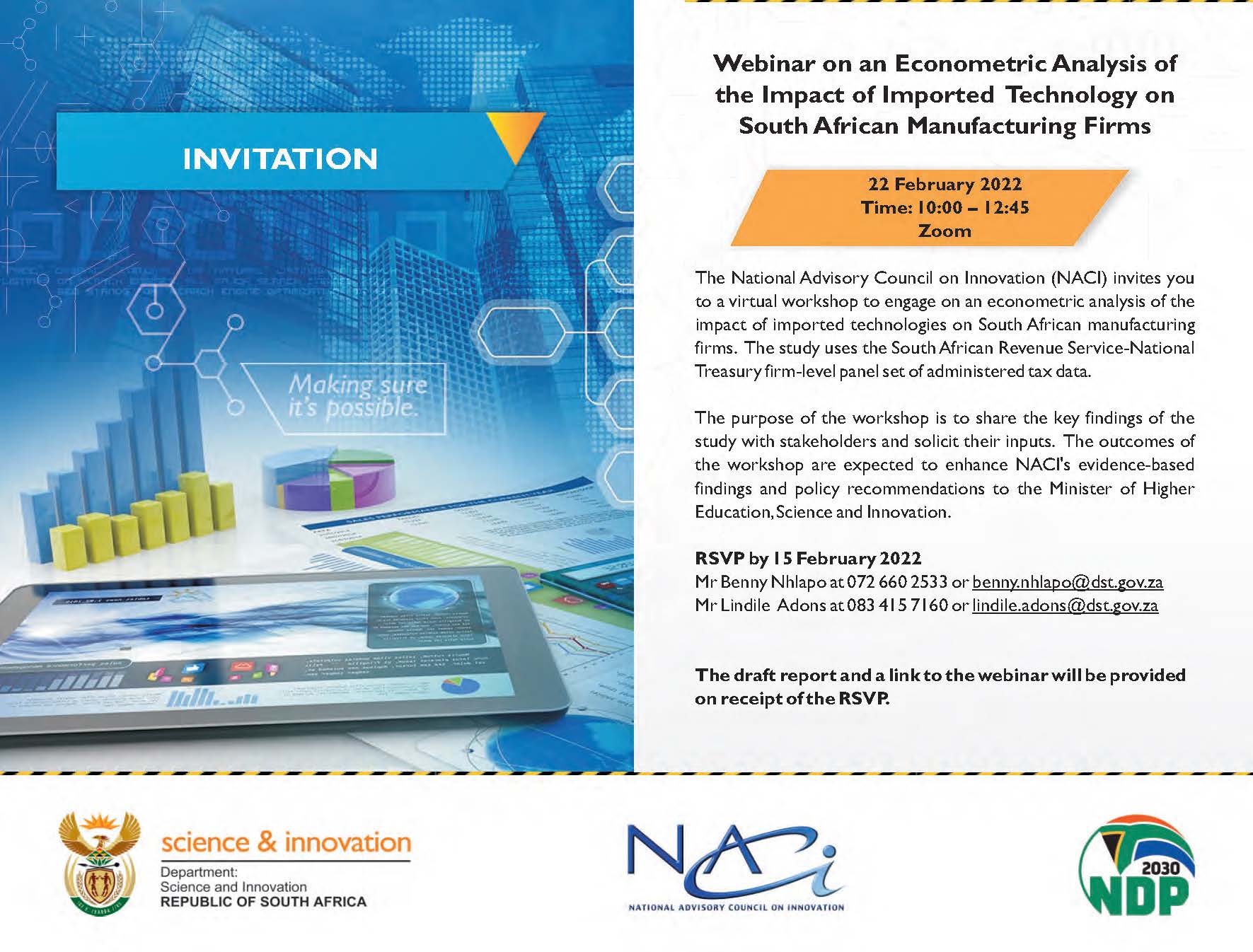 Invitation_Webinar on an Econometric Analysis of the Impact of Imported Technology on South African Manufacturing Firms