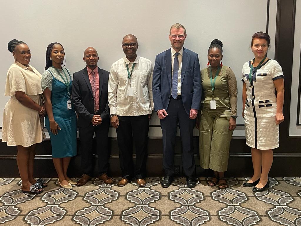 Acting NACI CEO, Dr Mlungisi Cele, fourth from left held a meeting with the Joint Research Center (JRC)'s DG Mr Stephen Quest (Third from right) and Interinstitutional, International Relations and Outreach Unit's Deputy Head, Ms Liliana Pasecinic (First from Right) at the World Science Forum