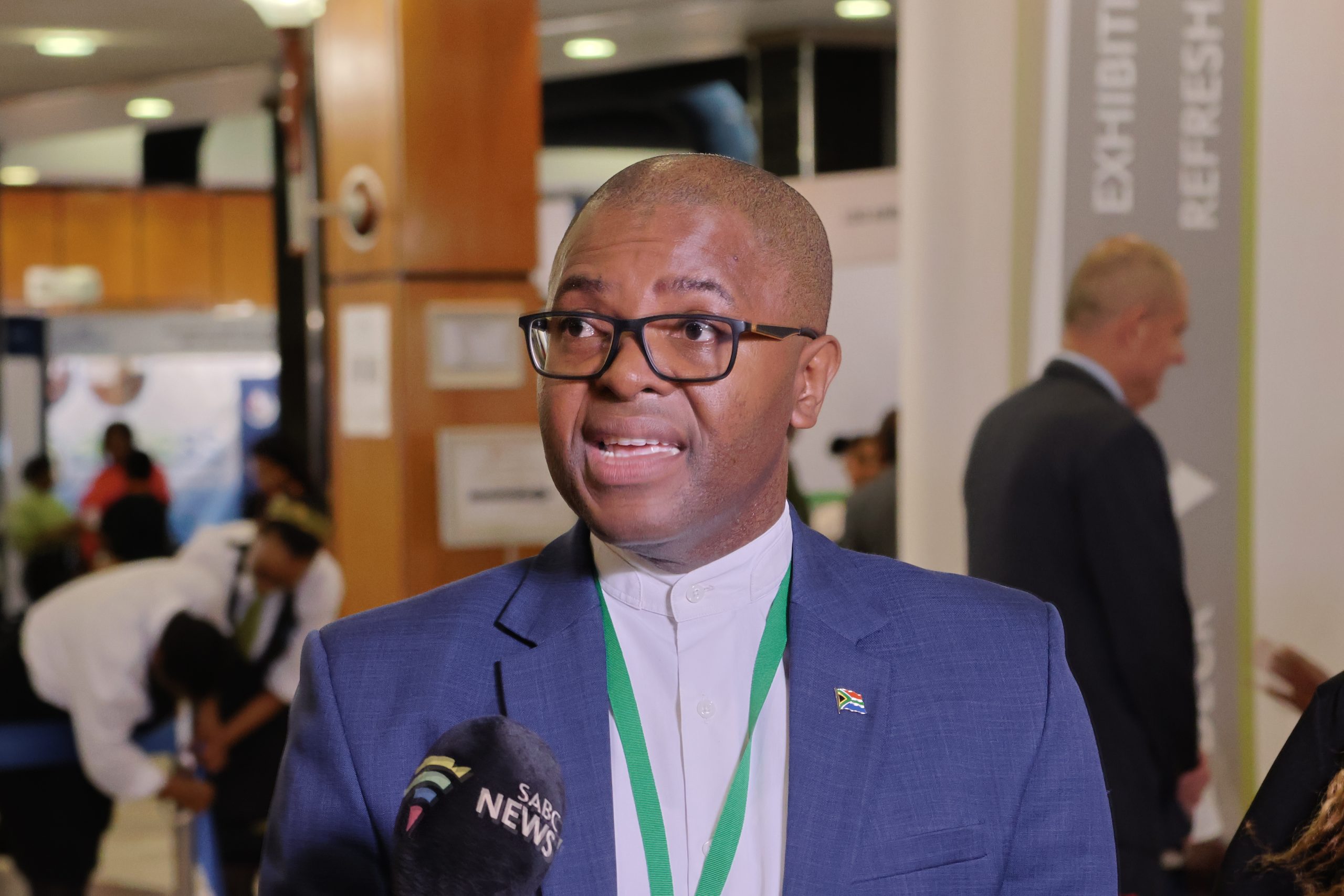 NACI CEO, Dr Mlungisi Cele being interviewed by the South African Broadcasting Commission  (SABC) during the Science Forum South Africa on the 6 - 8 December 2023  Event at the CSIR International Convention Centre, Pretoria, South Africa